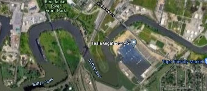 Google satellite view of Tesla Gigafactory New York