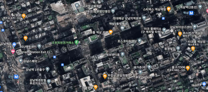 Google satellite view of Tesla South Korea