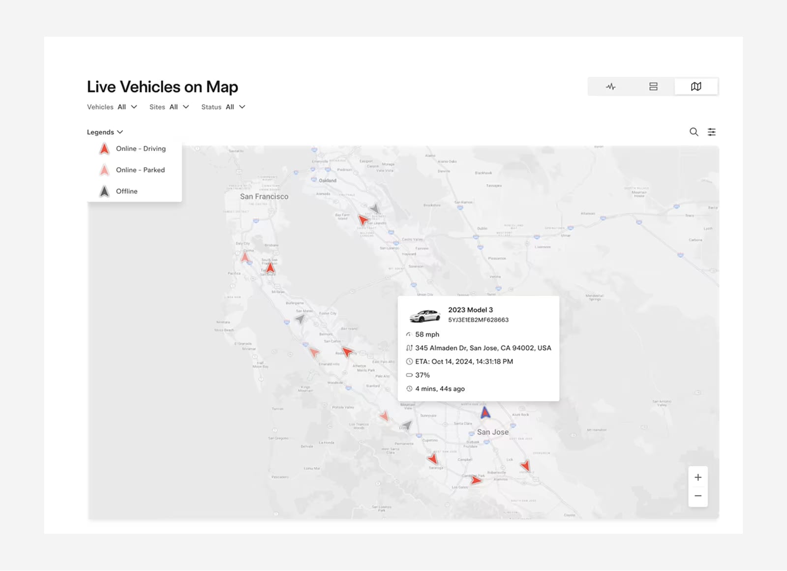 Live vehicles on map