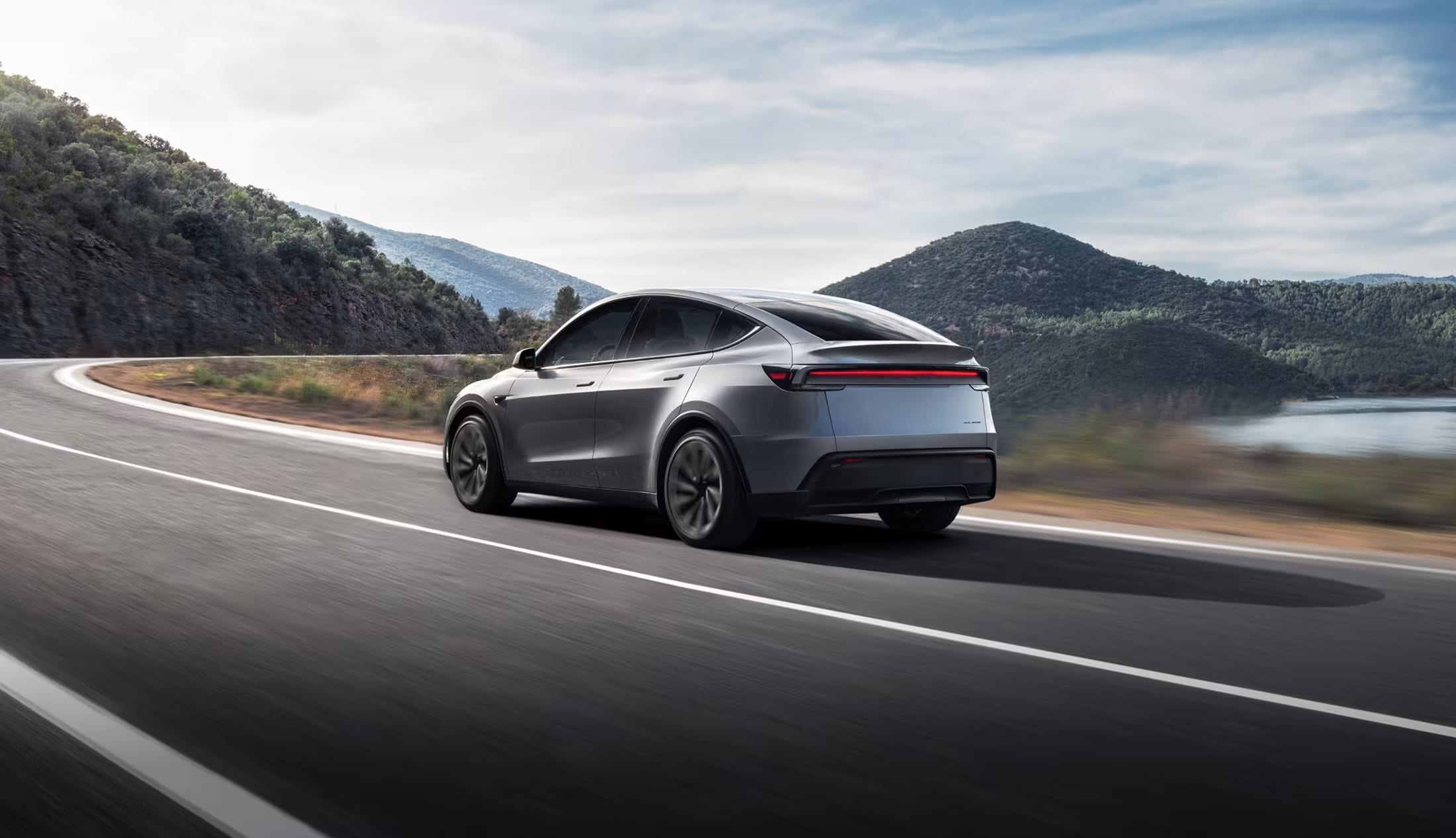 Model Y driving on road