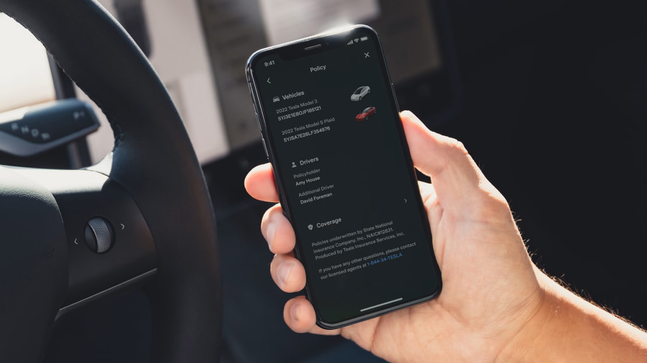 Policy app screen on phone