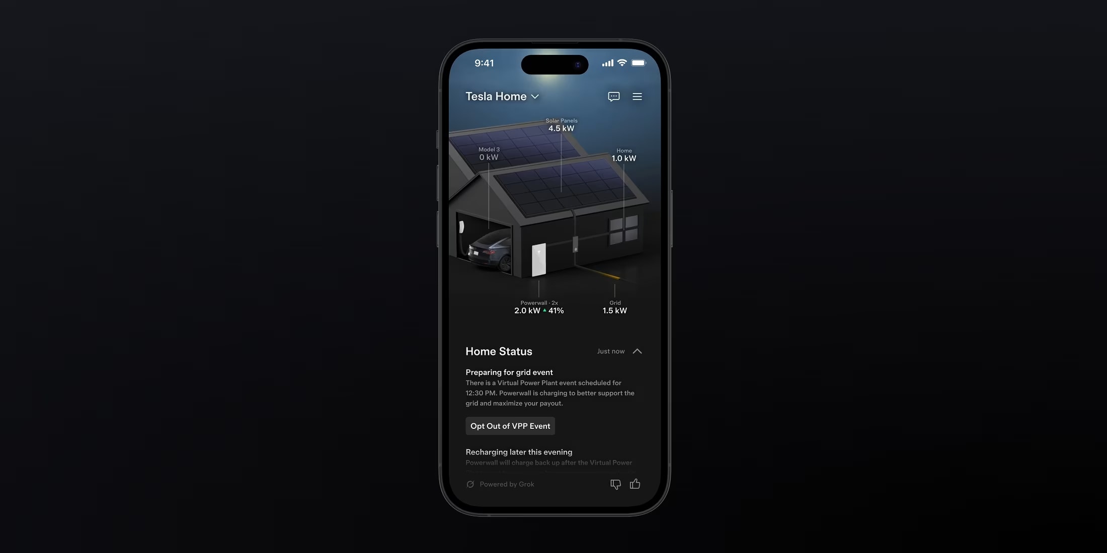 Tesla Home Home Status Screen