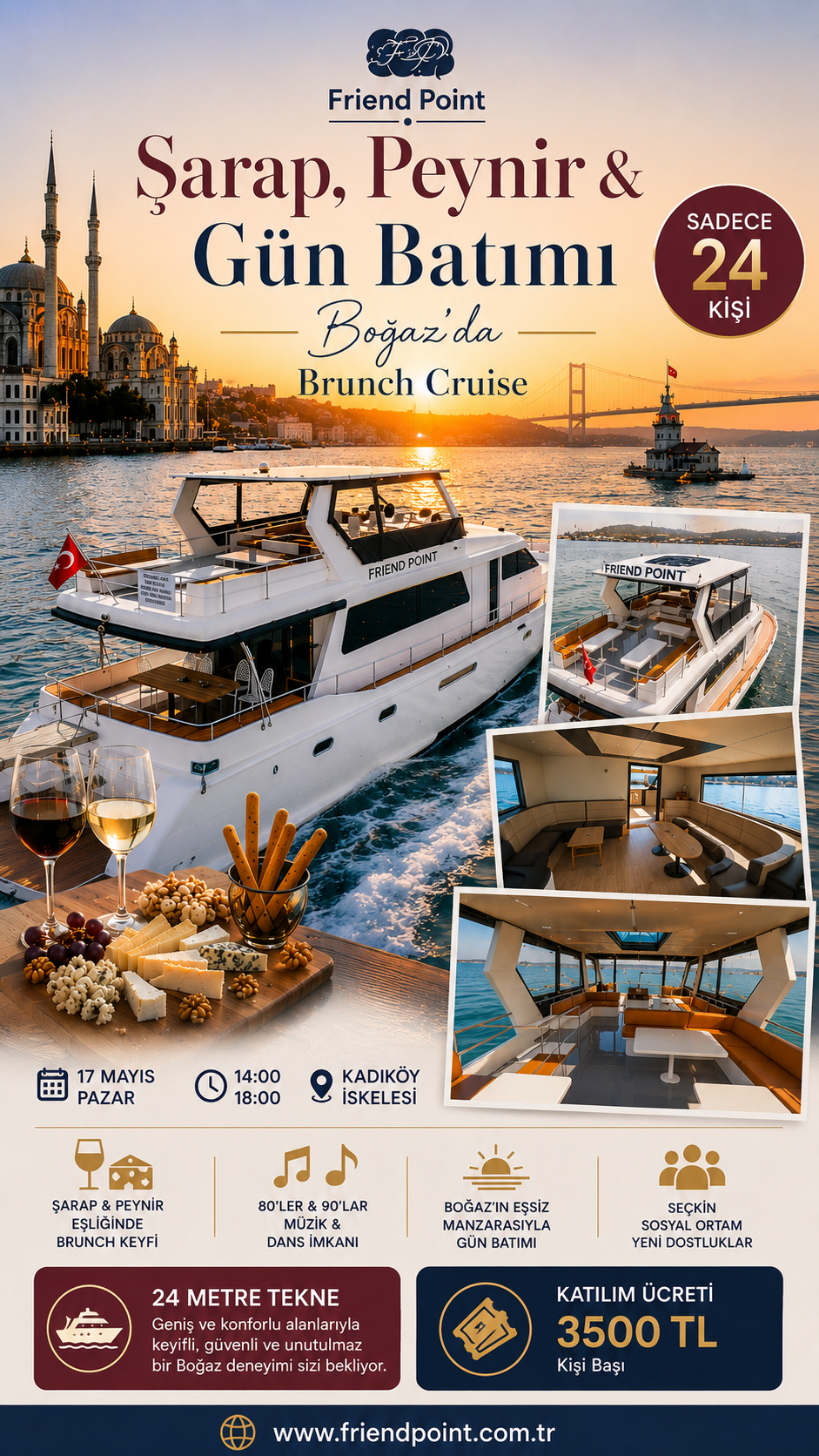 Şarap, Peynir & Gün Batımı | Boğaz’da Brunch Cruise