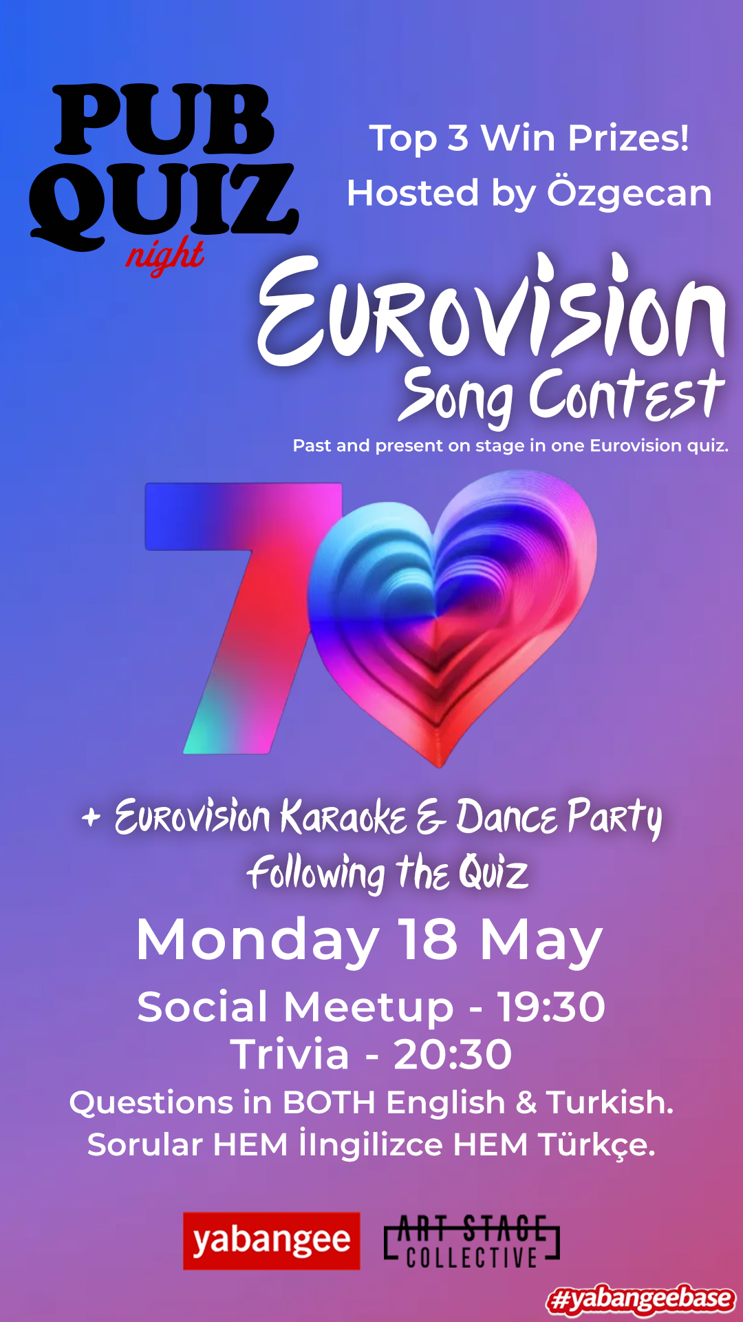 Pub Quiz Night on Eurovision: Questions in English & Turkish