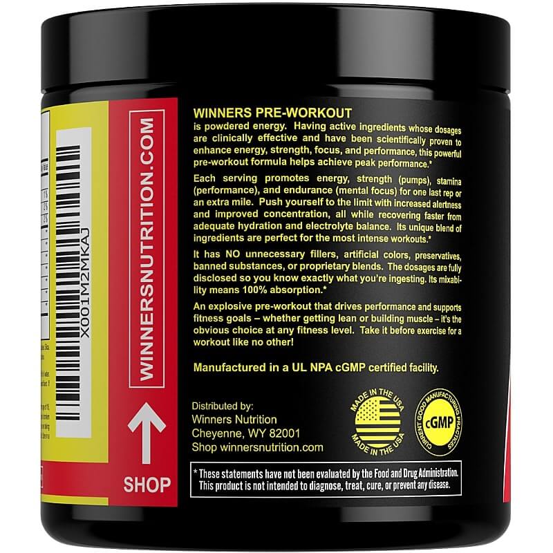 Winners PreWorkout Bodybuilding &amp; Weight Loss
