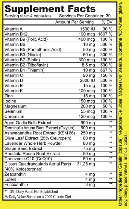 Winners Nutrition Multivitamin Supplement Facts