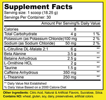 Winners Nutrition Preworkout Supplement Facts