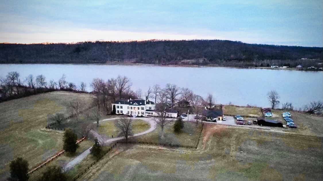 Aerial View Historic Inn Waterfront Estate