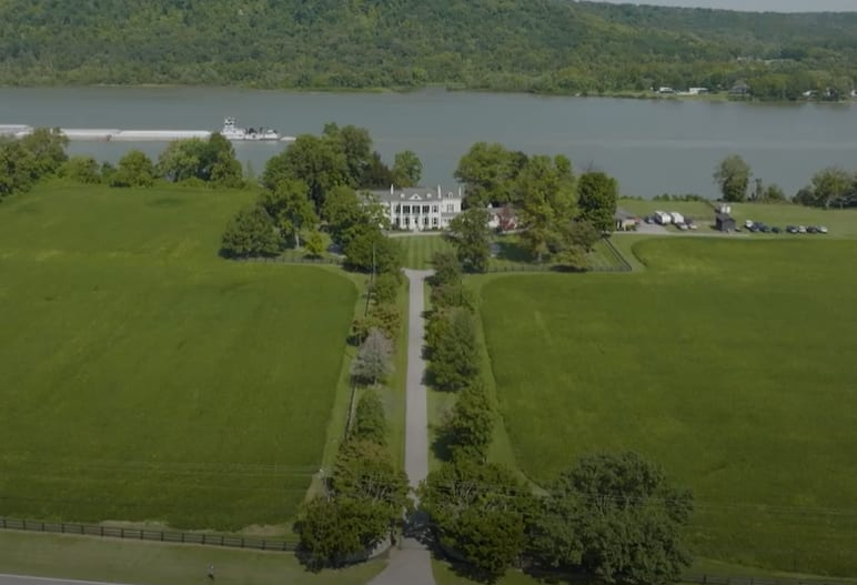 Aerial Waterfront Wedding Venue Kentucky