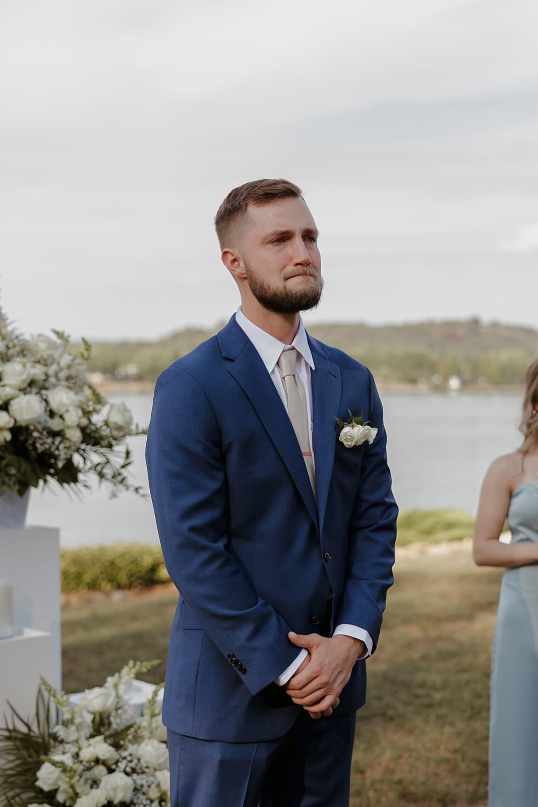 Riverfront Wedding Groom Portrait