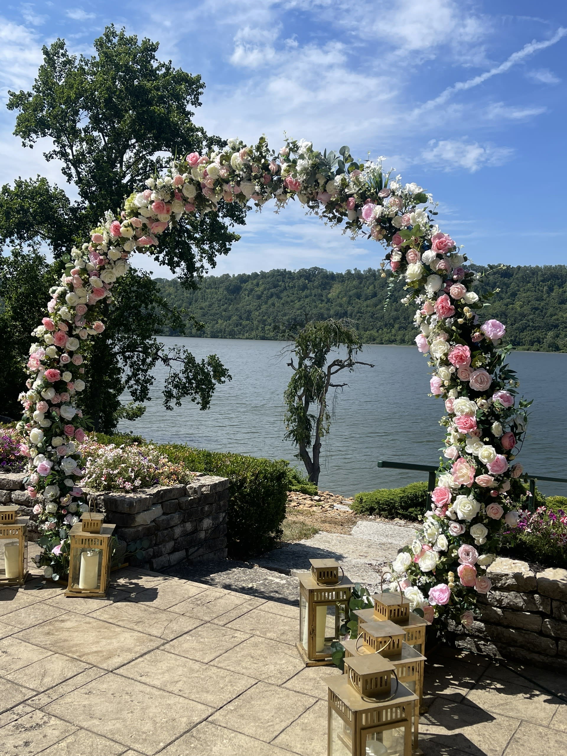 Waterfront Patio Wedding Ceremony Arch