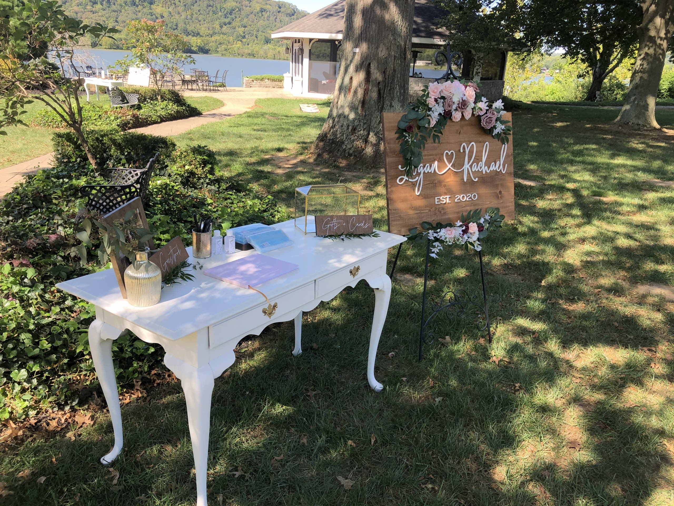 Waterfront Wedding Welcome Table Setup
