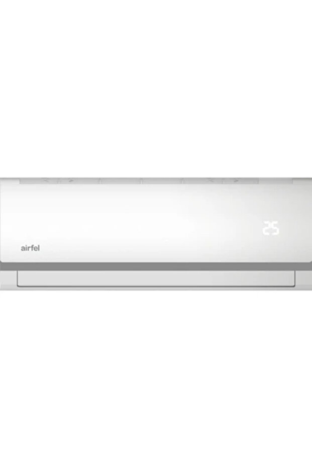 Airfel LTXM35N 12000 BTU Inverter Klima; beyaz parlak panel, minimalist dijital sıcaklık göstergesi, modern salon duvarında şık ve kompakt duruşu.