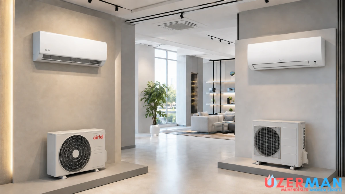 Airfel ve Daikin marka karşılaştırması, Daikin Türkiye çatısı altında Airfel klima ve kombi ürünleri, kullanıcılar için Airfel Daikin ilişkisi rehberi görseli