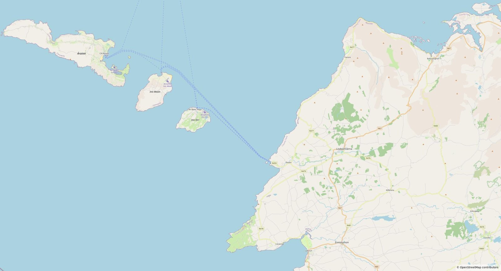 Kaart Ierland Aran Islands locatie westkust