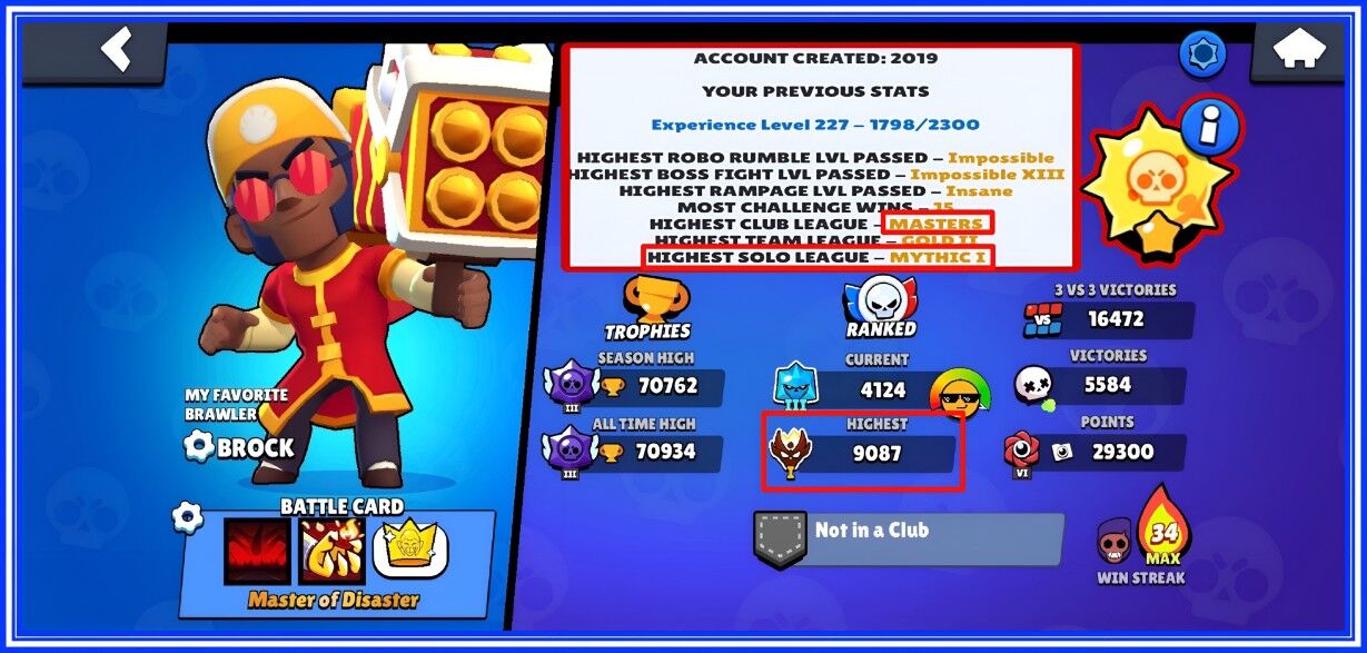 Brawl Stars Account (IOS/ANDROID) – 2X OLD MASTERS SL PL MYTHIC | 70K TROPHY | 227 HIGH LVL | LION DANCE BROCK | Brawl Stars Account (IOS/ANDROID) – 2X OLD MASTERS SL PL MYTHIC | 70K TROPHY | 227 HIGH LVL | LION DANCE BROCK |