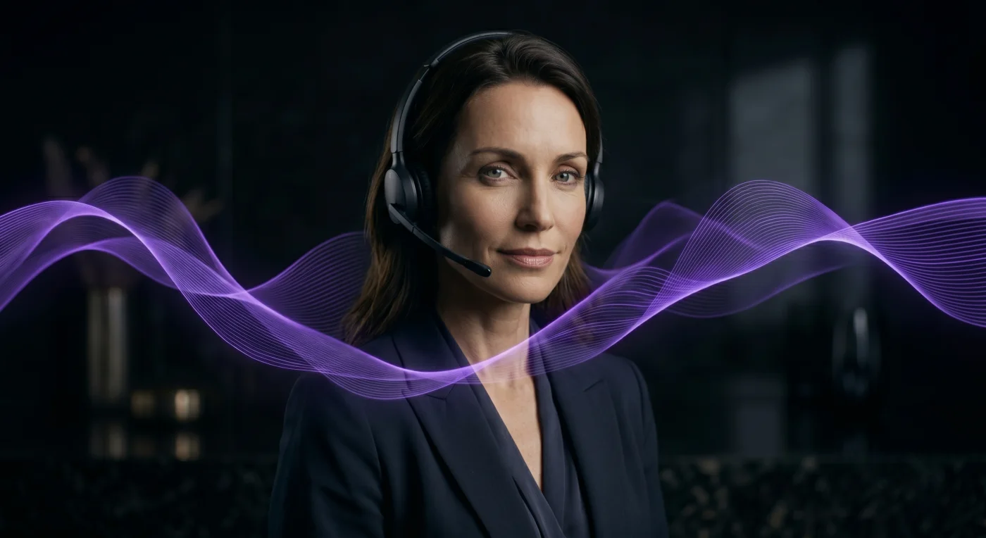 Agent vocal IA VOKAI — un agent au casque, sa voix visualisée en temps réel