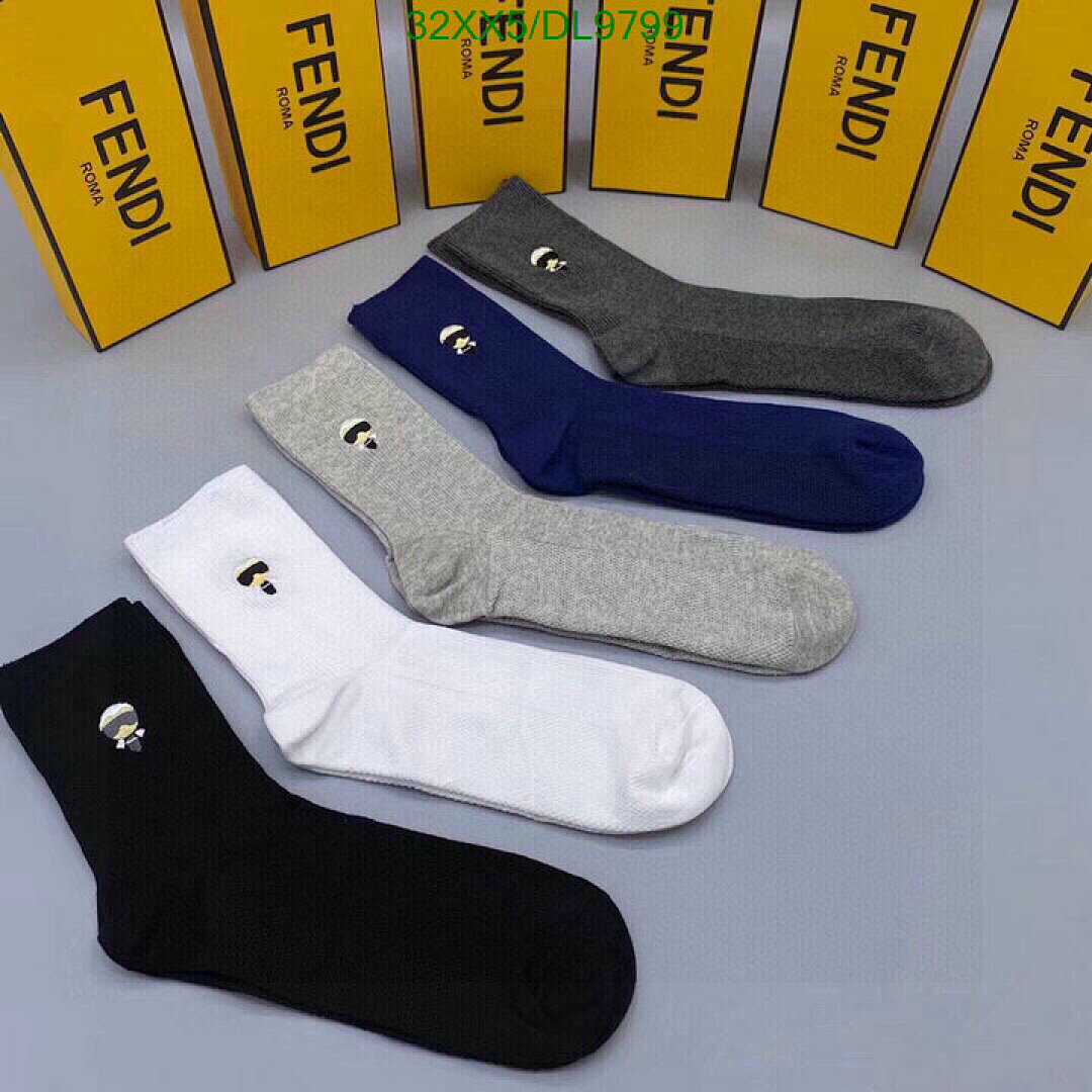 Fendi Silk Logo Crew Socks