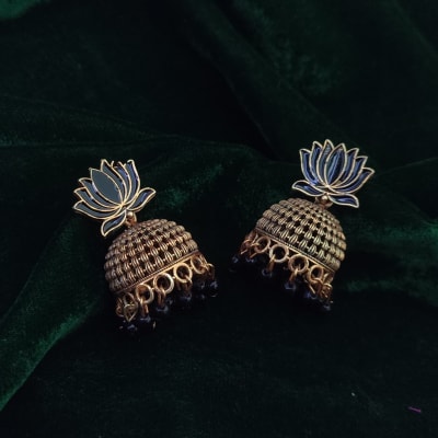Lotus Jhumka Earrings