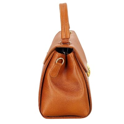 Compact Leather Handbag Bag - Push Lock