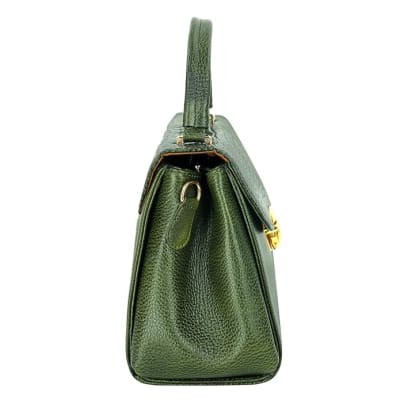 Compact Leather Handbag Bag - Push Lock