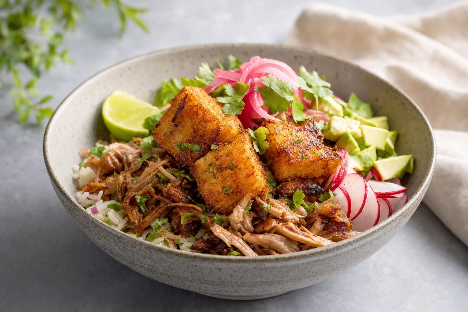 Carnitas Bowl with Crispy Rice