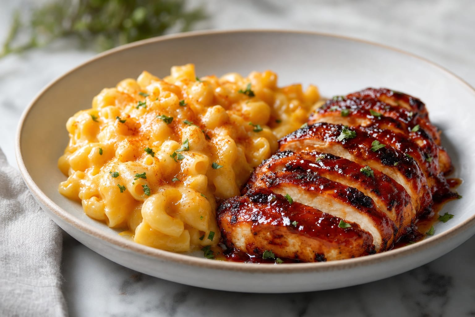 BBQ Chicken with Mac and Cheese
