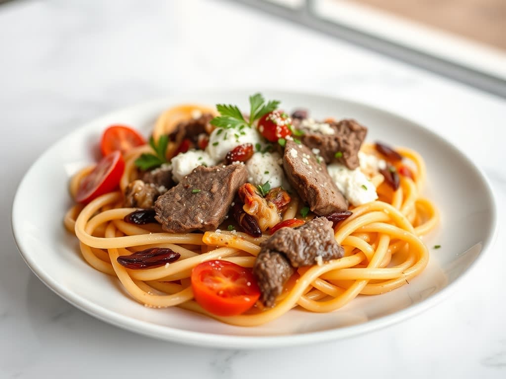 Creamy Tuscan Steak Protein Pasta