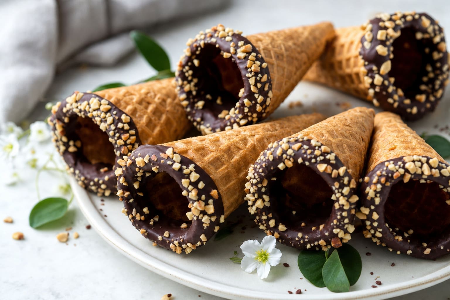 Chocolate-Dipped Waffle Cone Treats