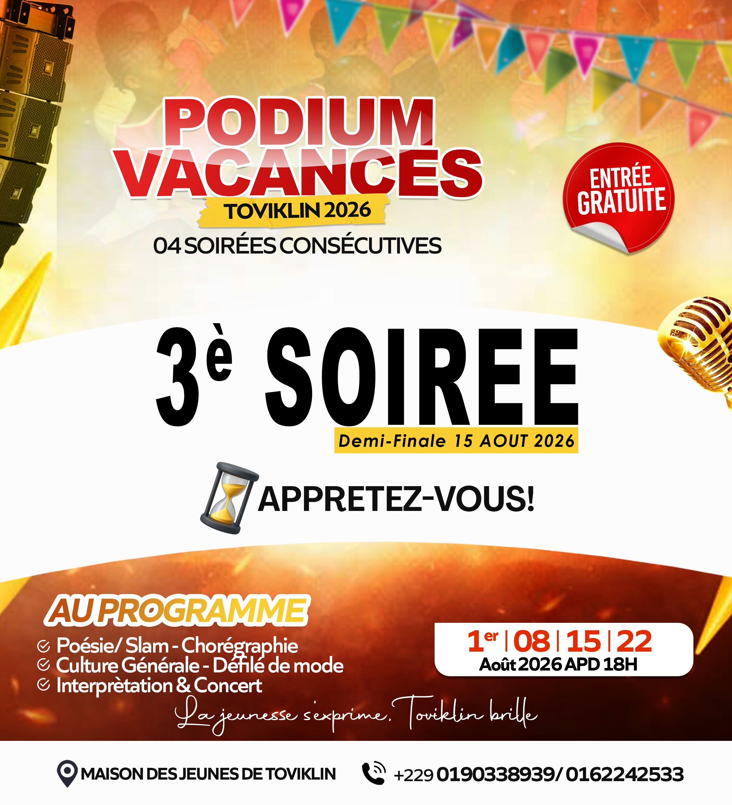 Soirée des demi-finales du Podium Vacances Toviklin édition 2026