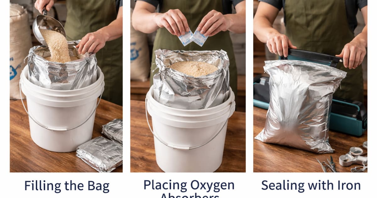 Step by step: sealing mylar bags with oxygen absorbers for emergency food storage