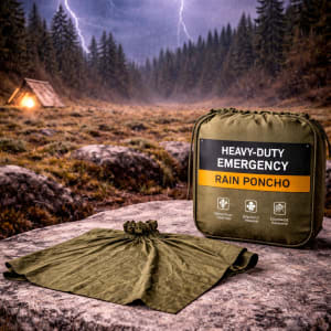 Heavy-Duty Emergency Rain Poncho (Reusable) - survival & emergency preparedness gear