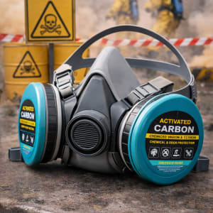 Activated Carbon Half Mask Respirator — Chemical Vapor and Odor Protection - survival & emergency preparedness gear
