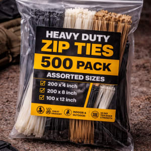Heavy Duty Zip Ties — 500 Pack Assorted Sizes - survival & emergency preparedness gear