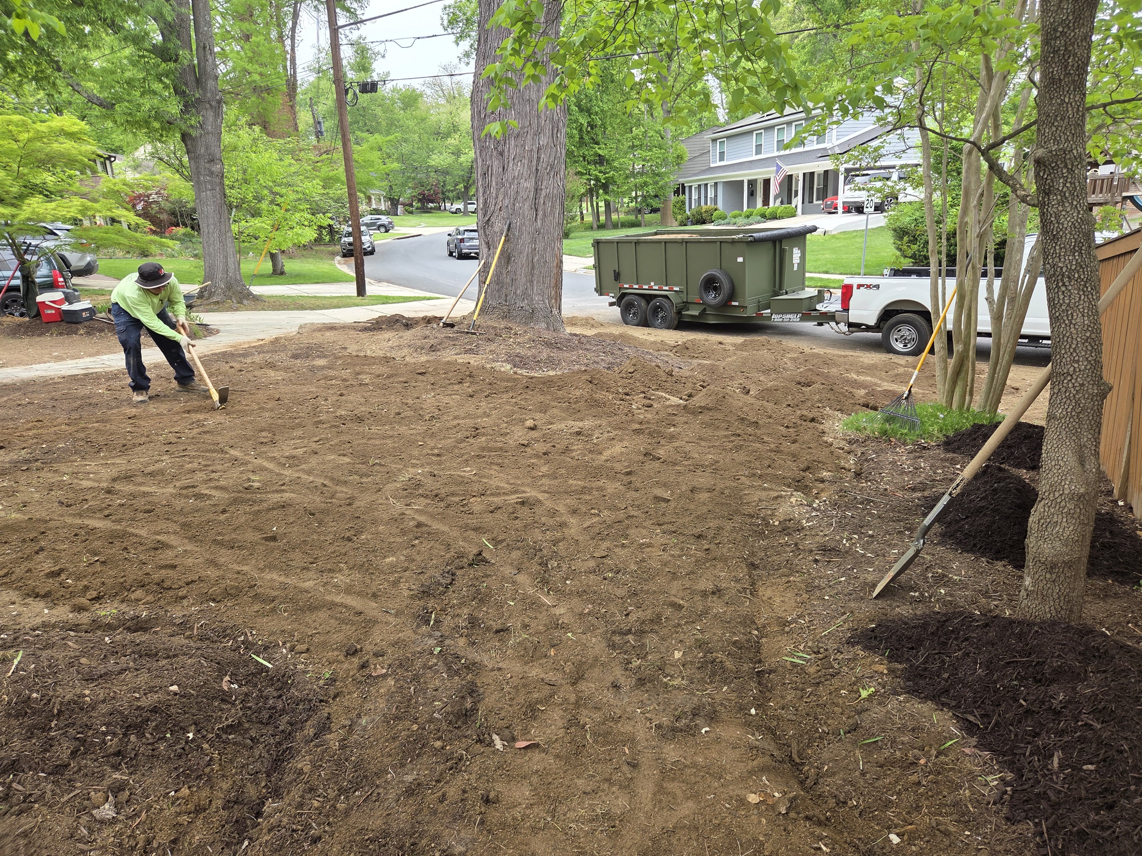 Front yard landscaping finished to the curb