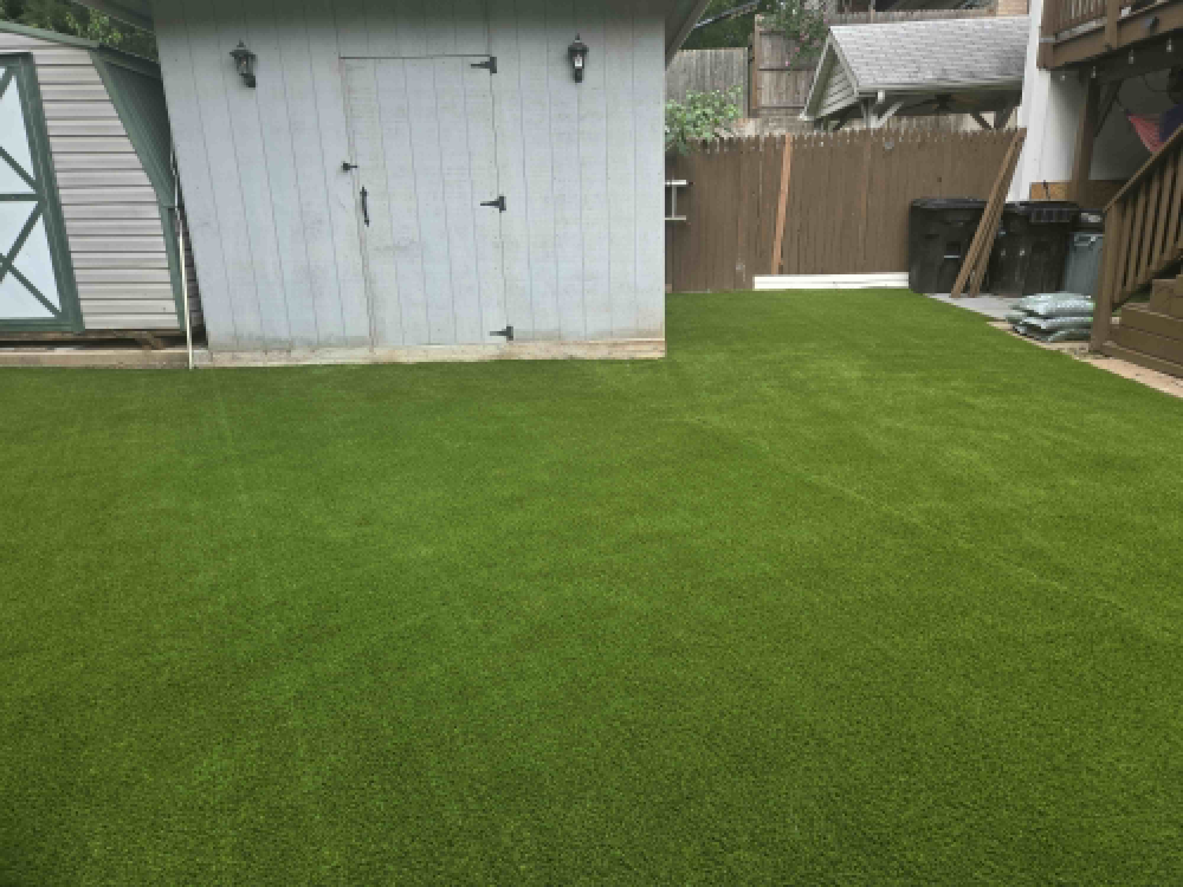 Lawn filled back in evenly after aeration and overseeding work