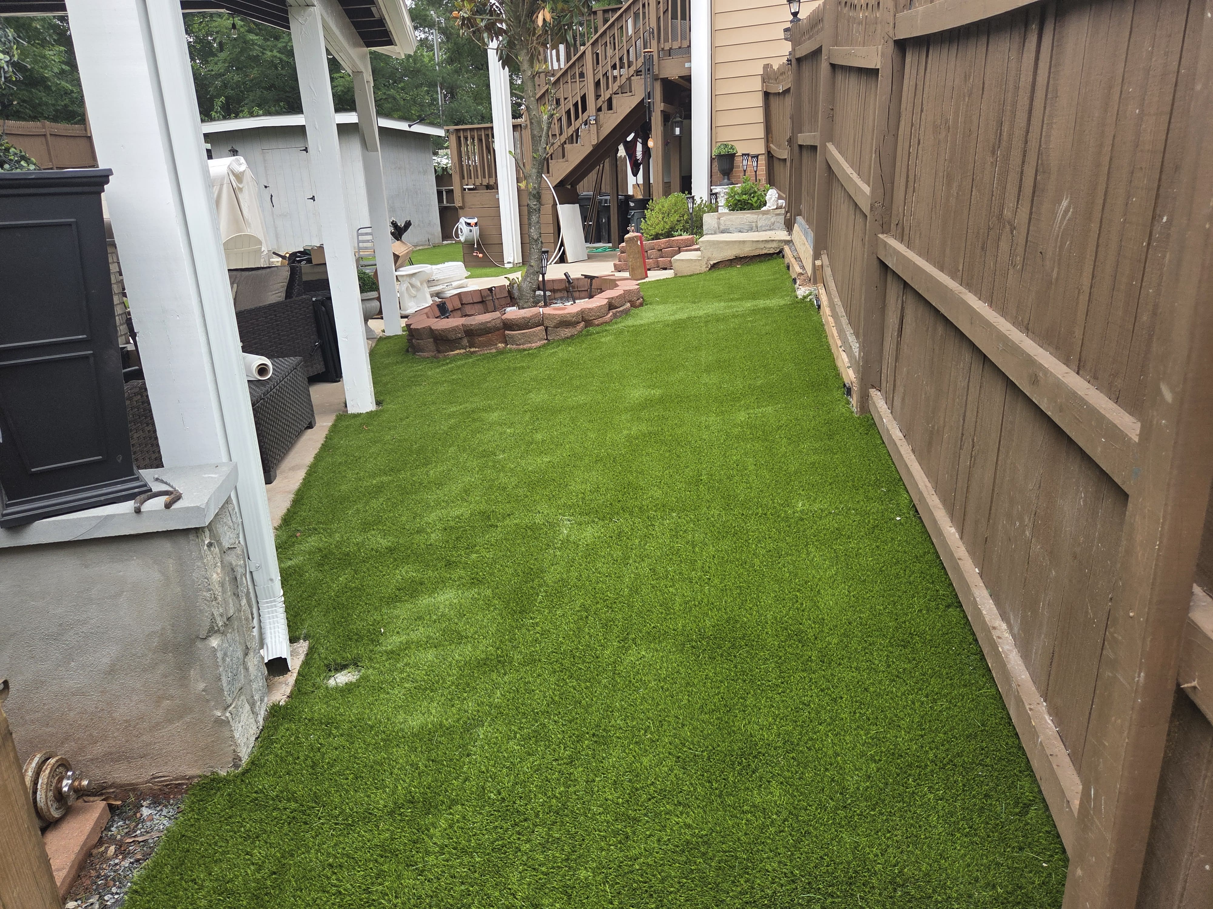 Finished landscaped property at golden hour