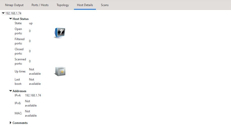 Zenmap Host Details
