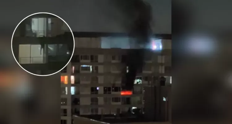 Huyó escalando 17 pisos en edificio: Venezolano intentó quemar a su expareja en Santiago
