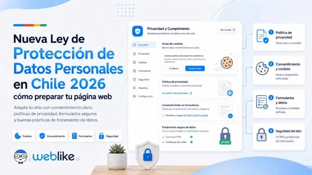 Nueva Ley de Protección de Datos Personales en Chile 2026: cómo preparar tu página web