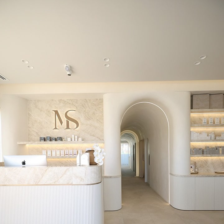 Ivory Stone Look Porcelain Floor and Wall Tile installed