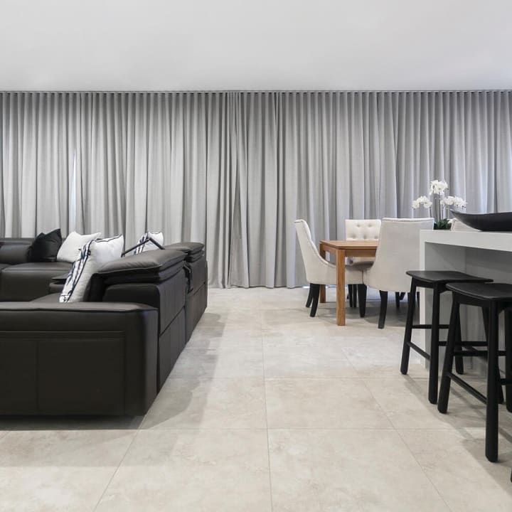 Precious Travertine Indoor + Outdoor Porcelain Tile installed