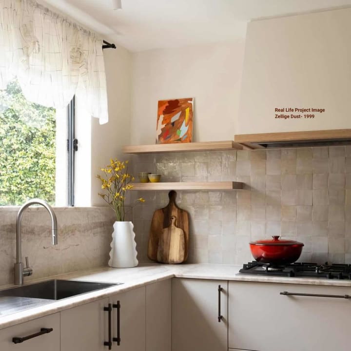 Zellige Moroccan Square Handmade Tiles installed