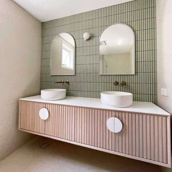 Concave Kit Kat Stack Wall Mosaic installed
