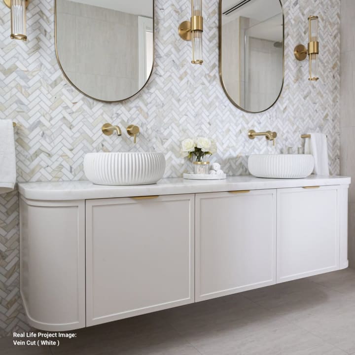 Tufa Veincut Travertine Look Floor & Wall Tile installed
