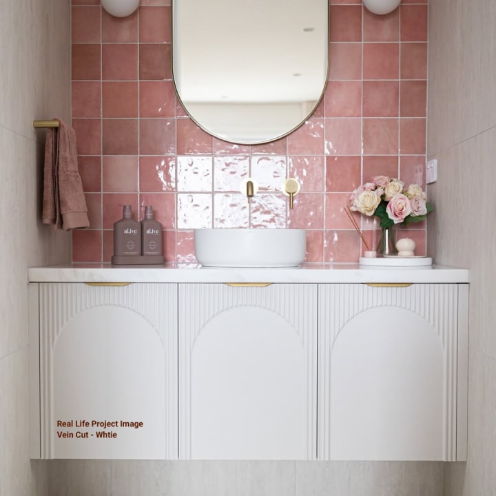 Tufa Veincut Travertine Look Floor & Wall Tile installed