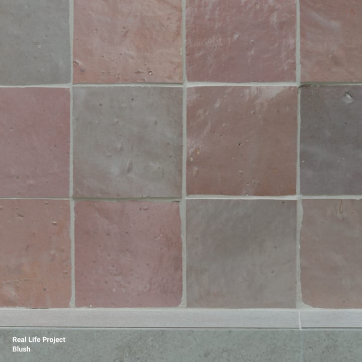 Zellige Handmade Glazed Tile | Square, Mini & Bejmat installed