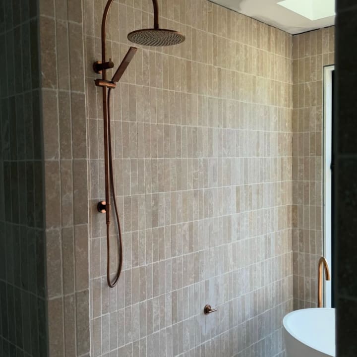 Stone Fingers Tumbled Subway Tile 50x200mm installed