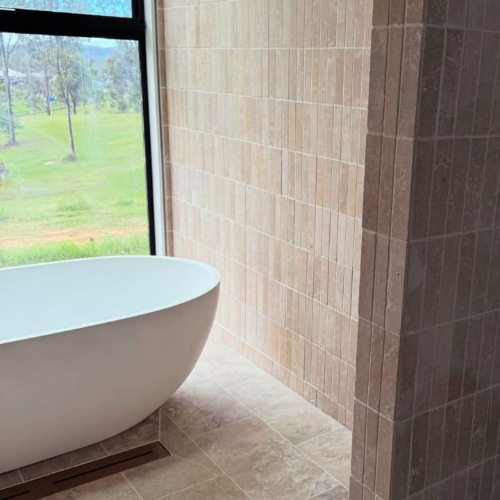 Stone Fingers Tumbled Subway Tile 50x200mm installed