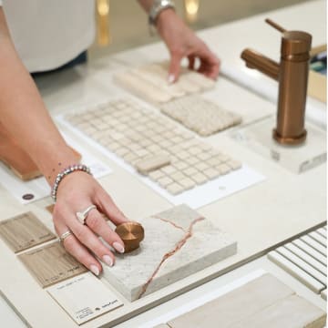 Design consultation: selecting tiles, stone and tapware from material samples